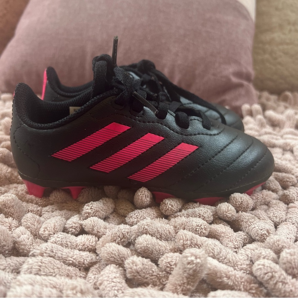 Adidas Black and Pink Kids' Soccer Cleats